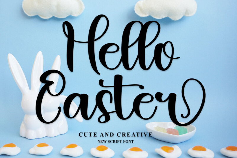 Hello-Easter活力可爱书法英文字体下载插图