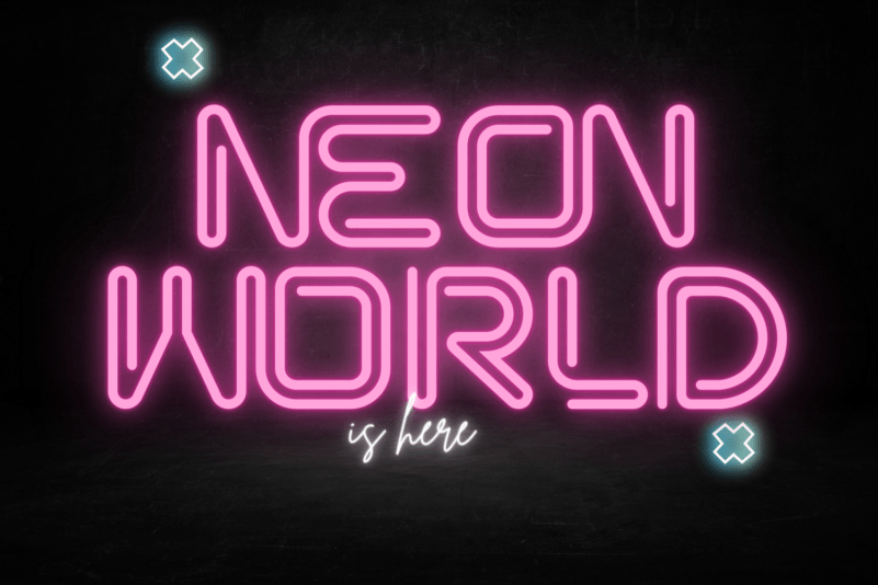 NEON-WORLD简洁发光字无衬线英文字体下载插图