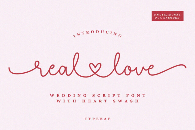 Real-Love浪漫婚礼请柬手写英文字体下载插图
