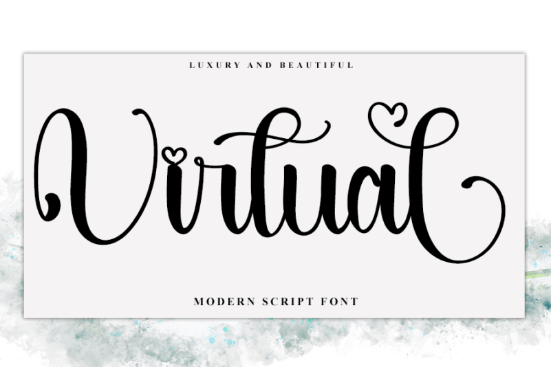 Virtual浪漫婚礼书法英文字体下载插图
