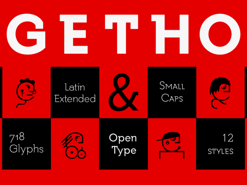 Getho等宽矩形无衬线标题英文字体下载插图
