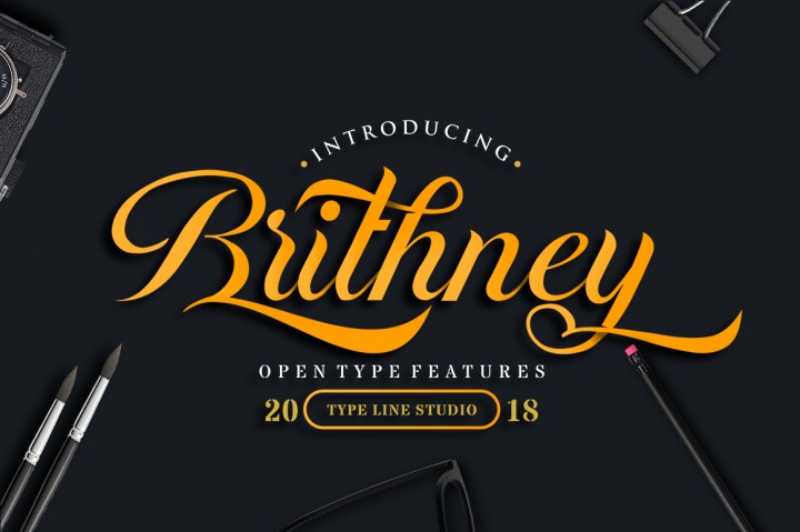 Brithney个性logo手写连笔英文字体下载插图