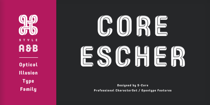Core Escher时尚空心字无衬线英文字体下载插图