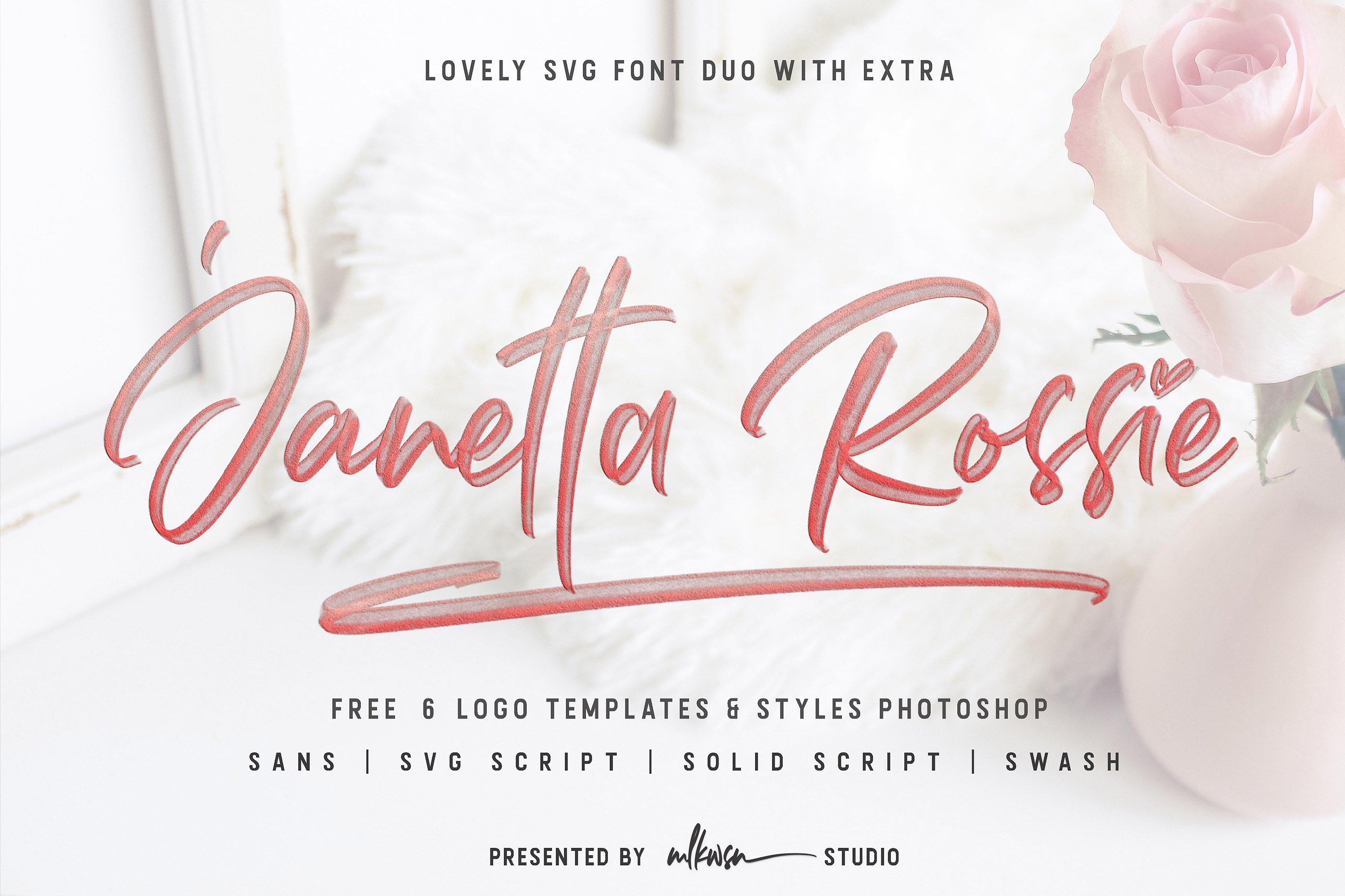Janetta Rossie3d立体创意手写英文字体下载插图