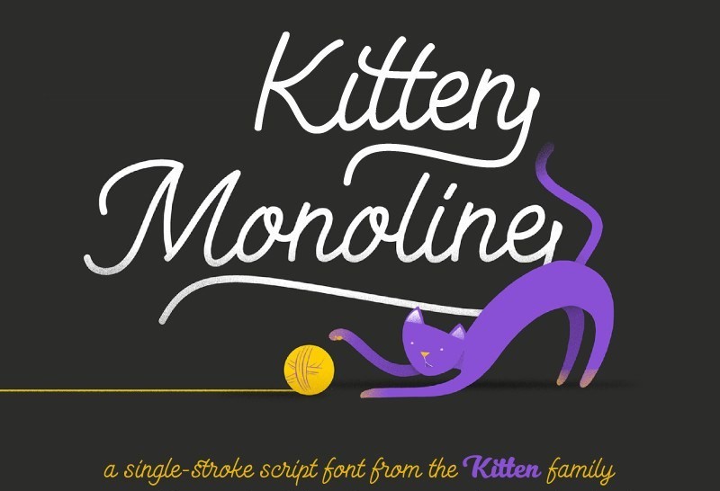 KittenMonoline可爱手写连笔英文字体下载插图