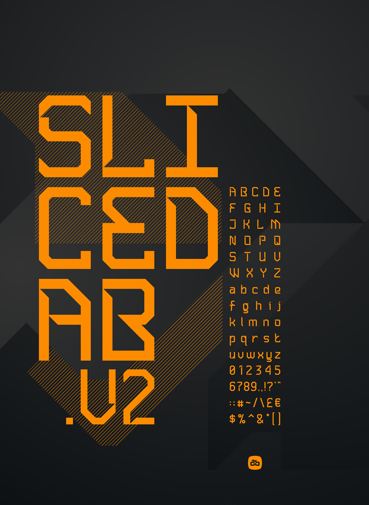 slicedabv2创意斜切立体感无衬线英文字体免费下载