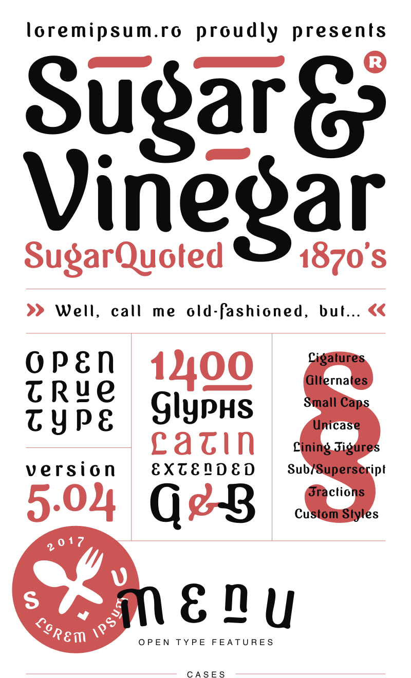 Sugar & Vinegar餐饮饭店个性衬线免费英文字体下载插图