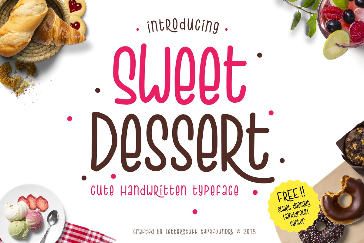 Sweet_Dessert时尚可爱手写英文字体下载插图