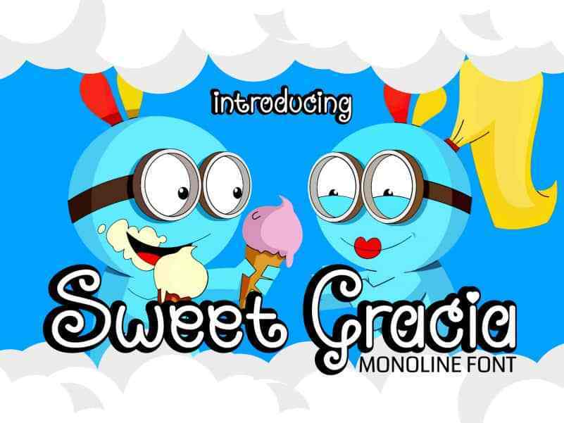 sweetgracia卡通时尚单线手写英文字体下载